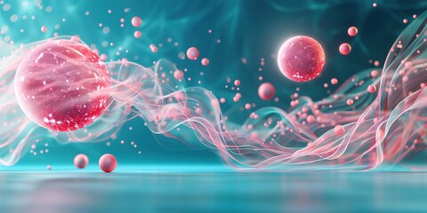 Wall Mural - Abstraction for advertising. Pink balls on a blue 