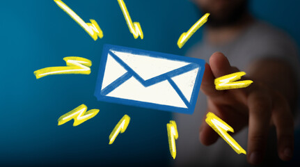 Digital communication, fast email, online messaging, quick response.