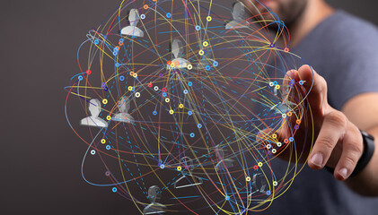 Poster - Abstract image depicting a network of interconnected individuals, symbolizing global communication and collaboration.