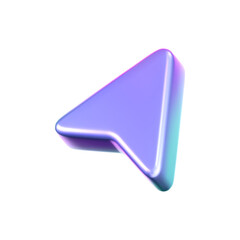 Wall Mural - 3d holographic arrow cursor icon with a neon gradient, isolated on a white background. render of iri