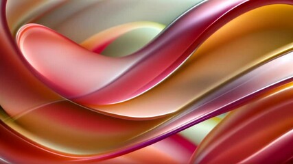 Wall Mural - Abstract flowing pattern with colorful curves and waves in gradients of pink, orange, yellow, purple on light swirling texture background. Loop animation, seamless and endless footage.