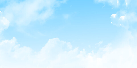 Aufkleber - Copy space summer blue sky and white clouds abstract background. Fluffy clouds and blue sky. Vector design.