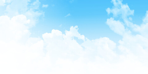 Aufkleber - Copy space summer blue sky and white clouds abstract background. Fluffy clouds and blue sky. Vector design.