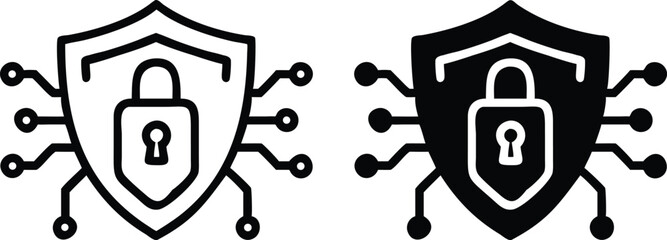 Cyber security icon. Protection network symbol. Protection computer and technology. Vector illustration