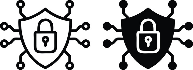 Cyber security icon. Protection network symbol. Protection computer and technology. Vector illustration