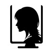 © ArtBeauty - Woman in profile working on computer, a technology illustration