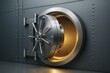 © Pixels Hunter - Open steel bank vault door with glowing golden light inside on dark background, symbolizing business security and financial protection concept.