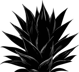 Aufkleber - Black silhouette of an agave plant with sharp leaves. Vector illustration
