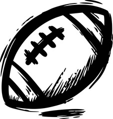 Poster - Black and white artistic sketch of an american football ball, digital illustration. Vector illustration