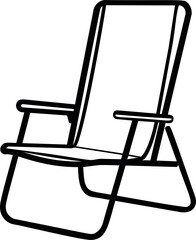 Aufkleber - Black outline drawing of a folding chair. Vector illustration