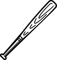 Aufkleber - Black and white illustration of a simple wooden baseball bat. Vector illustration