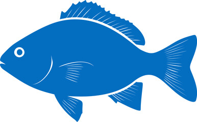 Aufkleber - Blue silhouette of fish with fins and tail. Vector illustration