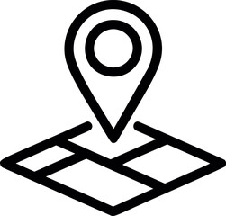 Poster - Map icon with location pin in black and white design, abstract navigation concept. Vector illustration