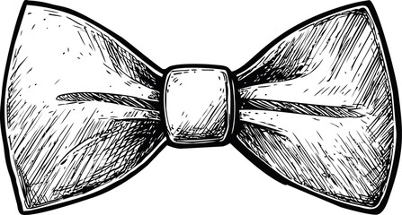 Poster - Sketch of a detailed black and white bow tie with intricate shading. Vector illustration