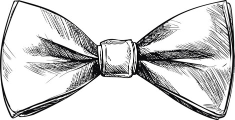 Poster - Sketch of a classic bow tie with detailed shading, vintage fashion illustration. Vector illustration