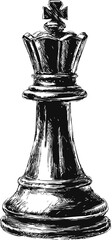 Poster - Black and white sketch of a chess king with detailed shading illustration. Vector illustration