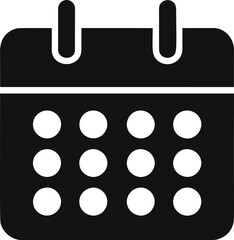 Poster - Black and white calendar icon with grid pattern, simple digital design. Vector illustration