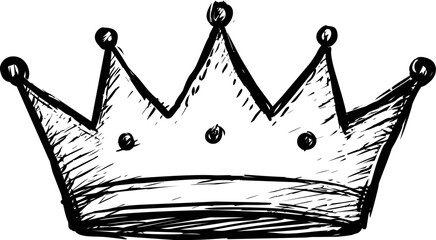 Poster - Black and white sketch of a detailed ornate crown. Vector illustration