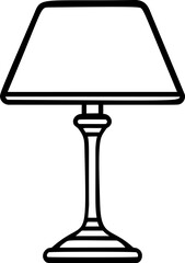 Aufkleber - Outline of a simple table lamp with a classic design and wide lampshade. Vector illustration