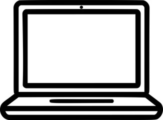 Aufkleber - Black and white outline of a laptop with blank screen, minimalist illustration. Vector illustration