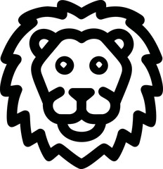 Poster - Simple black and white lion head icon with bold outlines in vector style. Vector illustration