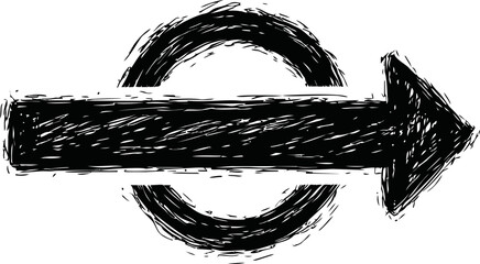 Poster - Hand-drawn black arrow sketched in rough style pointing right. Vector illustration