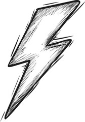 Poster - Abstract black lightning bolt sketch with rough edges. Vector illustration