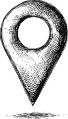 Poster - Hand-drawn sketch of a map location pin in black. Vector illustration
