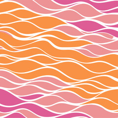 Aufkleber - Abstract orange and pink wavy pattern with flowing lines on a background. Vector illustration