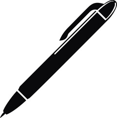 Poster - Black silhouette of a pen with clip, minimalistic illustration. Vector illustration