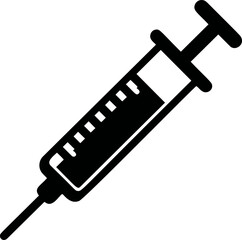 Poster - Black and white syringe icon design in simple silhouette style. Vector illustration