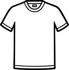 Aufkleber - Simple black outline illustration of a plain t-shirt. Vector illustration