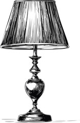 Poster - Detailed black and white sketch of a classic table lamp illustration. Vector illustration
