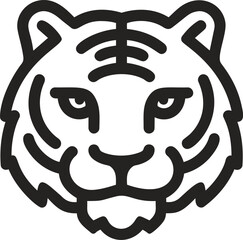 Aufkleber - Black and white line art of a tiger head in minimalistic design. Vector illustration