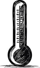 Poster - Hand-drawn black and white thermometer with sketchy lines and simple design. Vector illustration