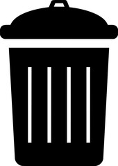 Aufkleber - Black silhouette of a trash can icon symbolizing waste disposal. Vector illustration