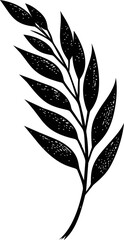 Poster - Black silhouette of a branch with leaves, botanical illustration. Vector illustration