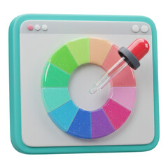 3D Browser Window with Color Wheel and Eyedropper Tool for Digital Design