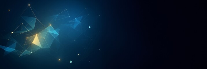 Wall Mural - abstract geometric background with glowing triangular shapes and connecting lines on a dark gradient