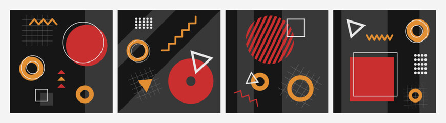 Wall Mural - abstract geometric cards with brutal forms and shapes, deconstructive forms, decorative art. vector 