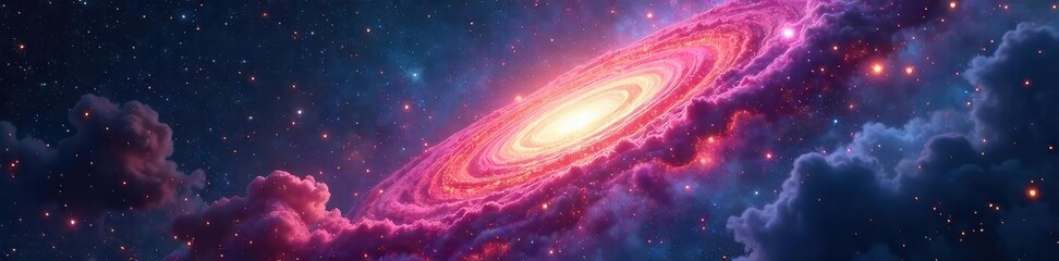 Wall Mural - Abstract swirling nebula in deep space, cosmic dust and gas clouds forming celestial structures, vibrant colors and textures of the universe , supernova, spiral galaxy