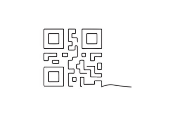 qr code continuous one line drawing minimalism design