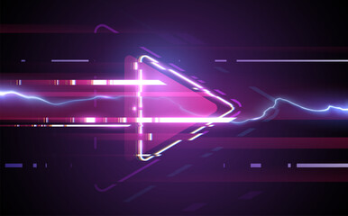 Wall Mural - neon triangle arrow with lightning effect