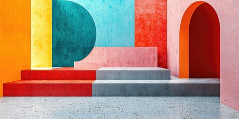 Leinwandbilder - A visually striking abstract image featuring minimalist geometric patterns, showcasing a harmonious arrangement of basic shapes and muted colors that evoke a sense of cal