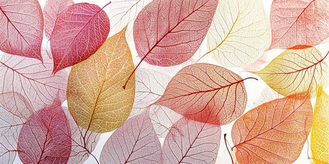 Fototapete - High-resolution shot of dried leaves displaying intricate veins and rich autumnal tones, perfect for organic, seasonal designs.