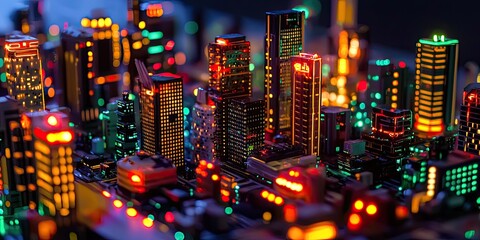 Aufkleber - a city with cyberpunk architecture, featuring glowing facades, advanced tech systems, and a dark, dystopian atmosphere.