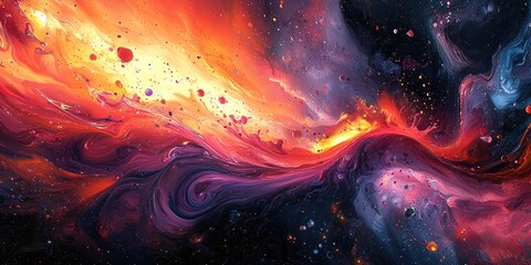 Leinwandbilder - A visually striking abstract design utilizing acrylic pouring fluid art, focusing on the dramatic and swirling patterns of color as they spread and interact, resulting in