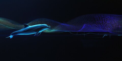 Leinwandbilder - a dolphins echolocation clicks being recorded, with sound waves visible in the water.