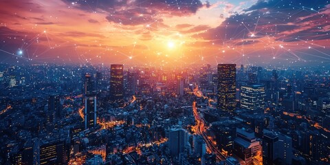 Aufkleber - A futuristic world with cities of an advanced civilization, featuring smart technology, efficient energy systems, and harmonious urban design.