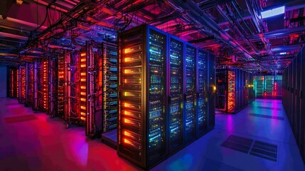 illuminated data center: a symphony of servers and technology